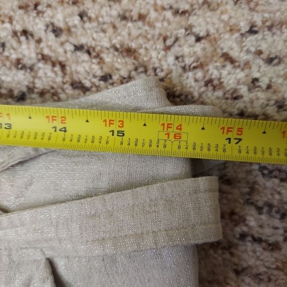 Willi Smith Womens Pants Linen Blend Crop Wide Leg Metallic Beige Khaki Size 10 - Picture 3 of 14